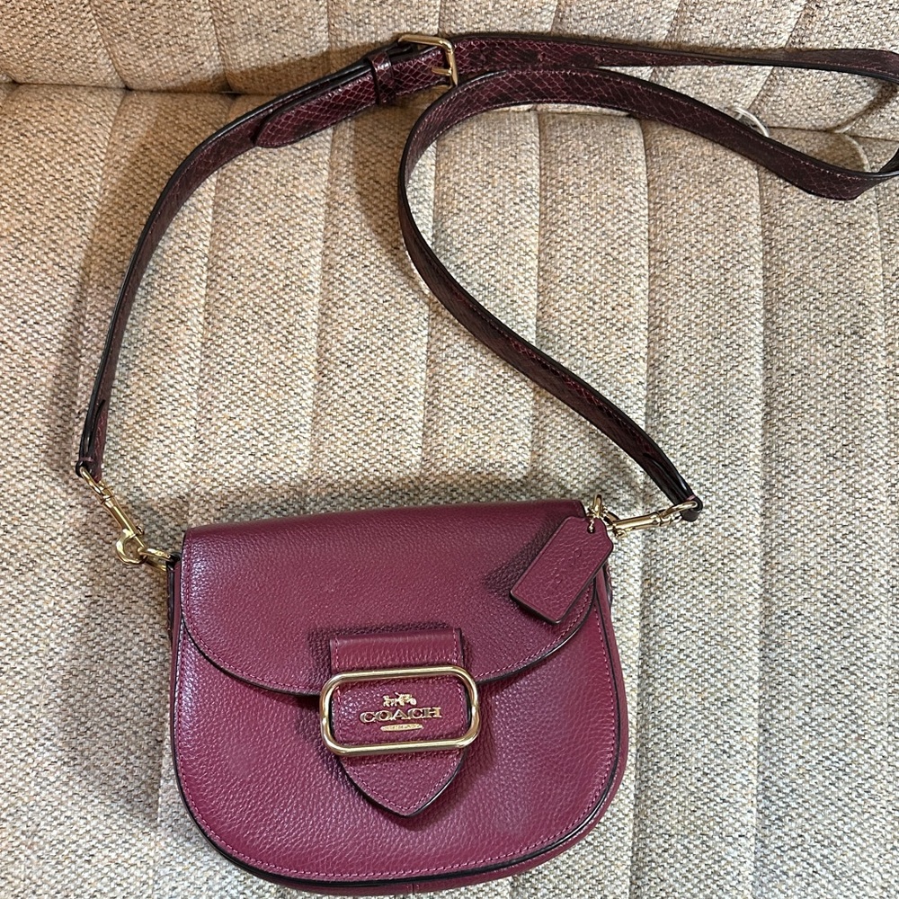 Coach Pebbled Leather Crossbody in Wine